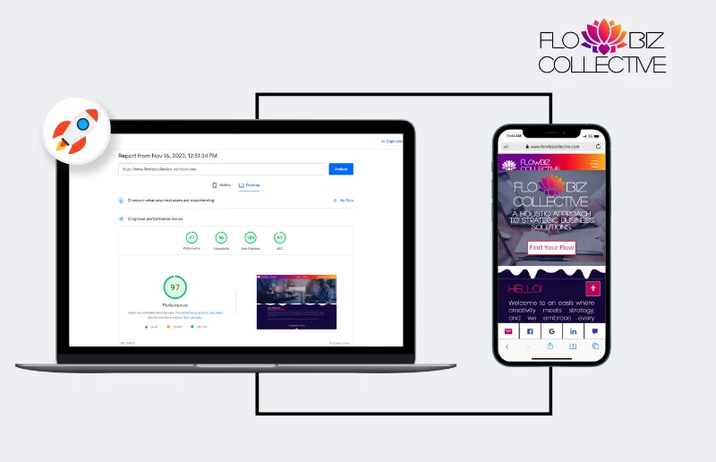 Website Speedy case study for FlowBiz Collective
