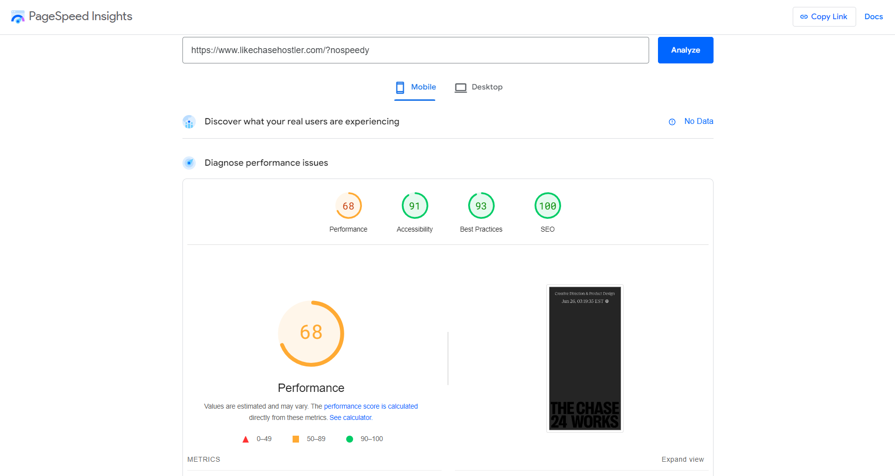 Likechasehostler report before Homepage Mobile